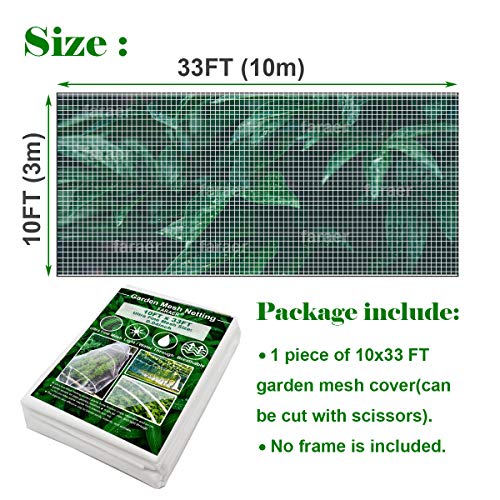 FARAER Garden Netting, Plant Covers 10x33Ft Net Ultra Fine Mesh Protection Netting for Vegetable Plants Fruits Flowers Crops Greenhouse Row Cover Raised Bed Barrier Screen Protection Net Cover - Image 4