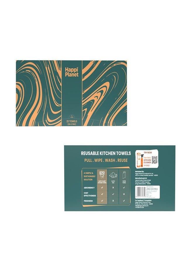Happi Planet | Reusable Kitchen Towels | (Pack of 2 40 Pulls - 4000 Times Washable | Pull Wipe Wash Reuse | Highly Absorbent, Eco-Friendly, Non-Toxic | For Oil, Water, Tea, Ketchup & Flour Stains - Image 2