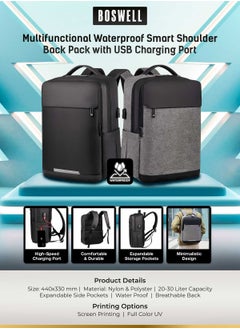 Waterproof Smart Backpack with USB Port & Expandable Pockets - pzsku/ZE83F977FC0A9407E5562Z/45/_/1728997135/4e50bf92-1119-4102-bfb1-140360defec7