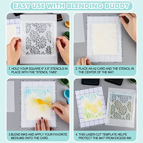 BAOFALI 3Pcs/Set Stick and Stamp Mat and fixed Stamp Blending Template Multi Use Low Tack Mat for DIY Projects Paper Card Scrapbooking To Hold Project In Placeholding stencil in place while ink blending fixed - Image 4