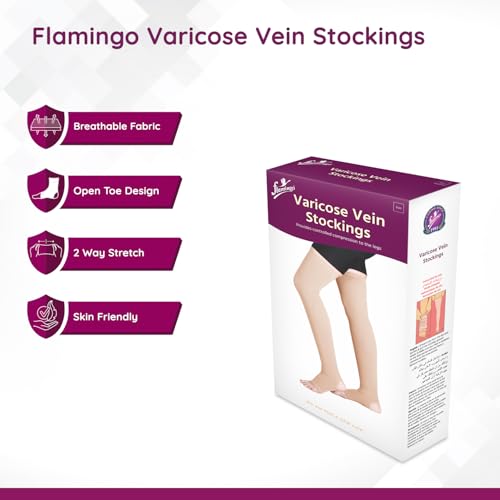 Flamingo جوارب دوالي الساقين من فلامينغو | جوارب ضغط للرجال والنساء | دعم متدرج لتخفيف آلام الساقين ودورة الدم | الحجم - XXL | 1 زوج - Image 5