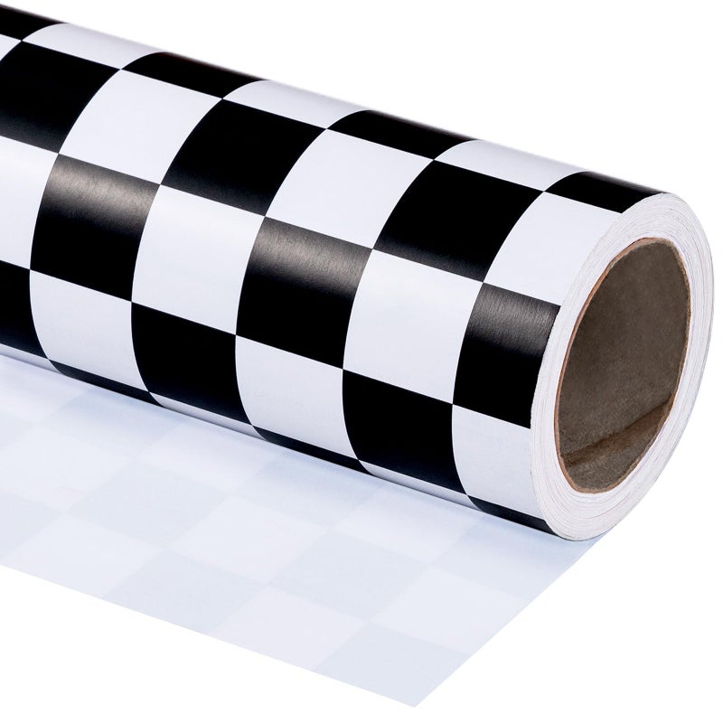 WRAPAHOLIC Checkered Flag Wrapping Paper Roll 17 Inch x 165 Feet Race Car Wrapping Paper for Kids Birthday Girls Boys Birthday Baby Shower - Image 3