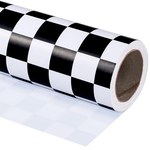WRAPAHOLIC Checkered Flag Wrapping Paper Roll 17 Inch x 165 Feet Race Car Wrapping Paper for Kids Birthday Girls Boys Birthday Baby Shower - Image 2