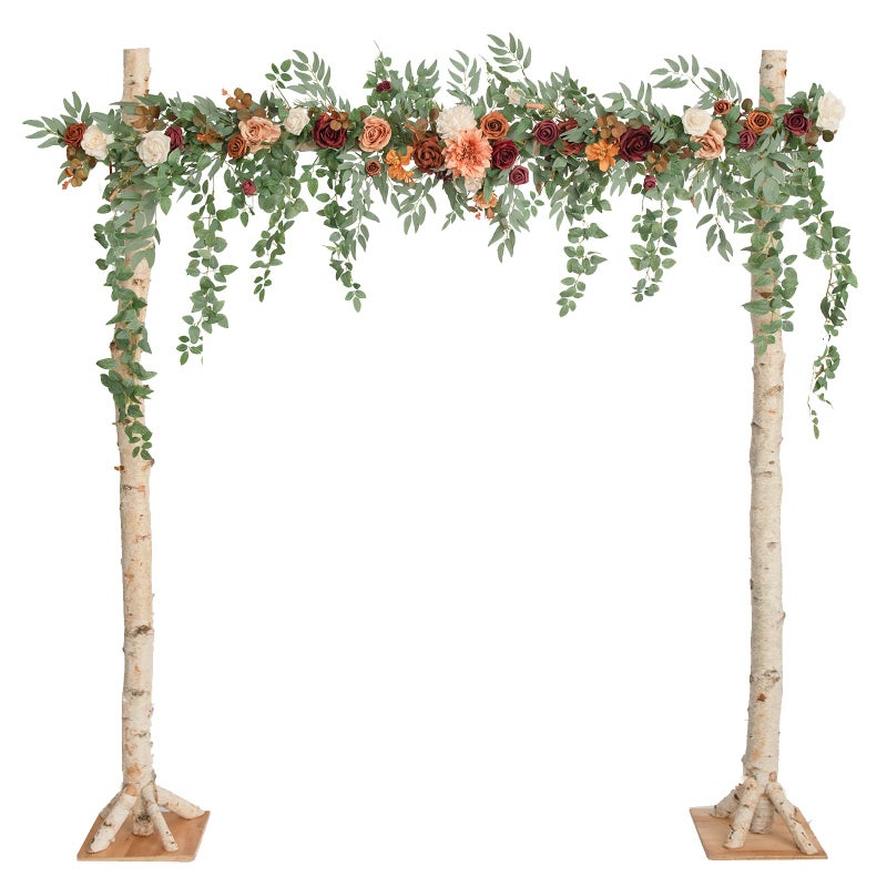 Ling's moment Lings Moment 65FT Backdrop Flower Garland Decorations Fall Artificial Wedding Arch Flowers Orange Ceremony Reception Hanging Eucalyptus Rose Arbor Arrangement Outdoor Party Floral Swag 