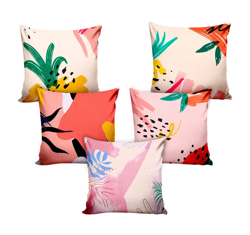 Ultimate Trends Polyester Digital Modern Printed Cushion Cover 16x16 Set of 5, Multi Color (UTCC-1085_ 16) - Image 2