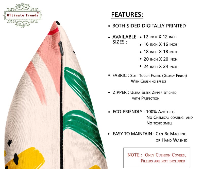 Ultimate Trends Polyester Digital Modern Printed Cushion Cover 16x16 Set of 5, Multi Color (UTCC-1085_ 16) - Image 3