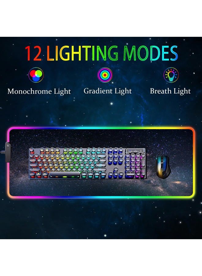 Armanza RGB Gaming Mouse Pad, Large Mousepad with Led Light, Keyboard Pad Gaming Accessories for Desk, Non-Slip Rubber Base Big Mouse Mat for Gamer, 31.5 X 11.8 Inch, Galaxy - Image 2