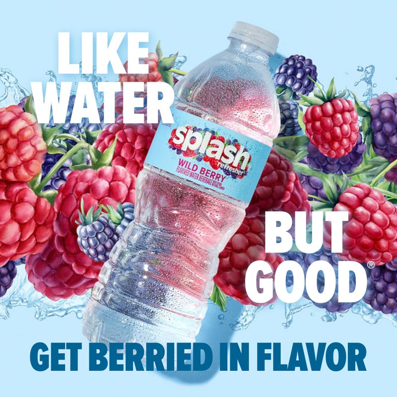 SPLASH REFRESHER Flavored Water Bottles, Wild Berry Flavor - 6-Pack, 16.9 Fl Oz - Refreshing Flavored Bottled Water with Electrolytes - Zero Sugar & Zero Calories - Image 2
