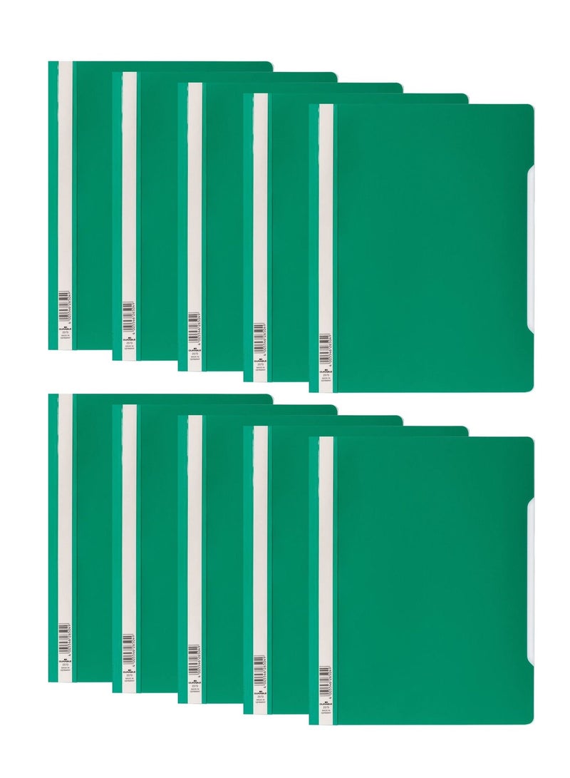 Durable 10-Piece Clear View Folder Green - Image 1