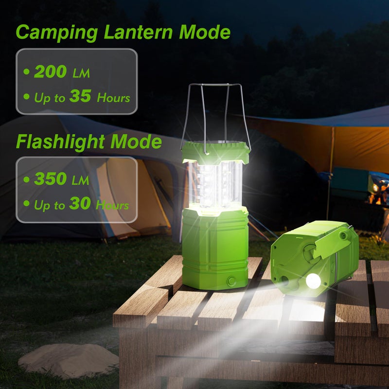 Mesqool Electric LED Camping Lantern for Emergency, 3000mAh Large Capacity Solar Hand Crank Flashlight with 8H Time, Collapsible Survival Light, USB Charger for Cellphone, Must-Have Light for Power Outage - Image 2