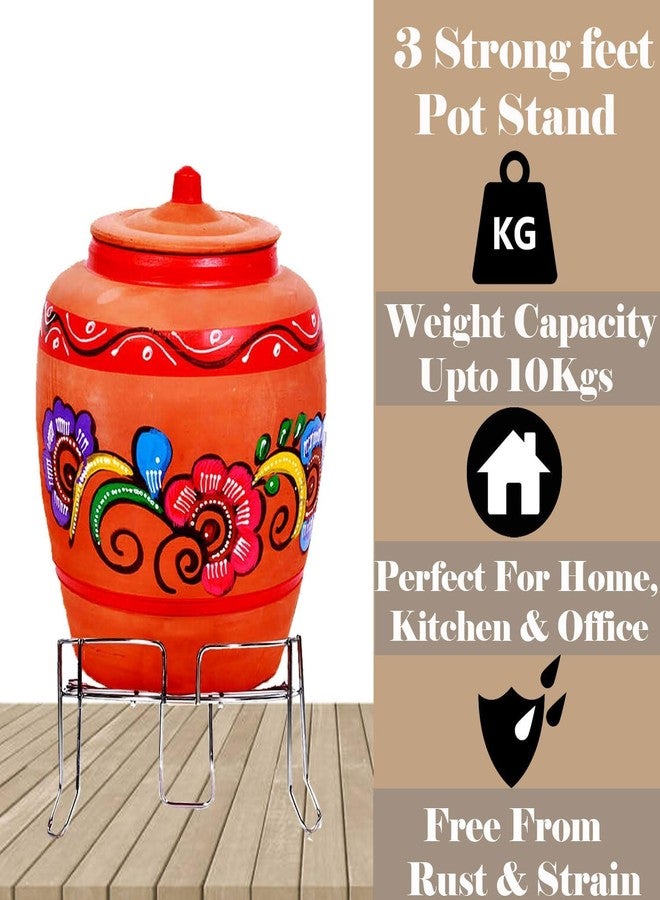 GYOU Stainless Steel Fancy Matka Stand Water Pot Countertop For Tabletop, Floor Standing Kitchen Home Cauldron 3 Leg - DN-1 - Image 4