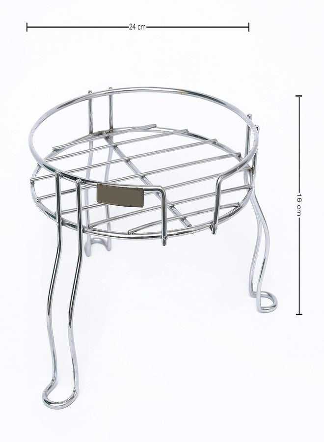 GYOU Stainless Steel Fancy Matka Stand Water Pot Countertop For Tabletop, Floor Standing Kitchen Home Cauldron 3 Leg - DN-1 - Image 2