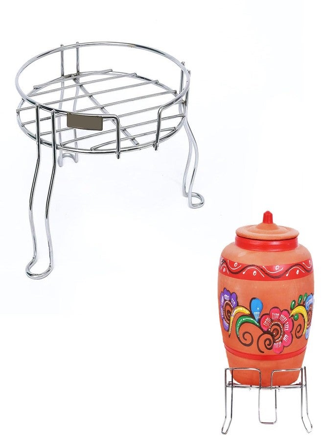 GYOU Stainless Steel Fancy Matka Stand Water Pot Countertop For Tabletop, Floor Standing Kitchen Home Cauldron 3 Leg - DN-1 - Image 1