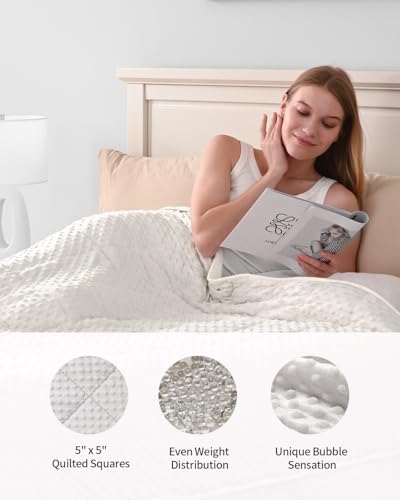 Mr. Sandman Weighted Blanket for Adults, Heavy Blanket for Woman,Man Sleeping/Calm, Soft and Cozy Weighted Throw Blankets, Machine Washable, 60 x 80in, 20 lbs, White - Image 5