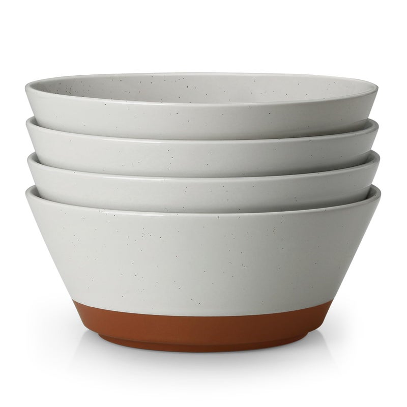 MALACASA Soup Bowls, Ceramic Salad Bowls Set of 4, 36oz Ceramic Bowls for Ramen, Cereal, Fruit and Pho, Microwave & Dishwasher Safe, Speckled Deep Bowls, Grey & Brown - Image 1