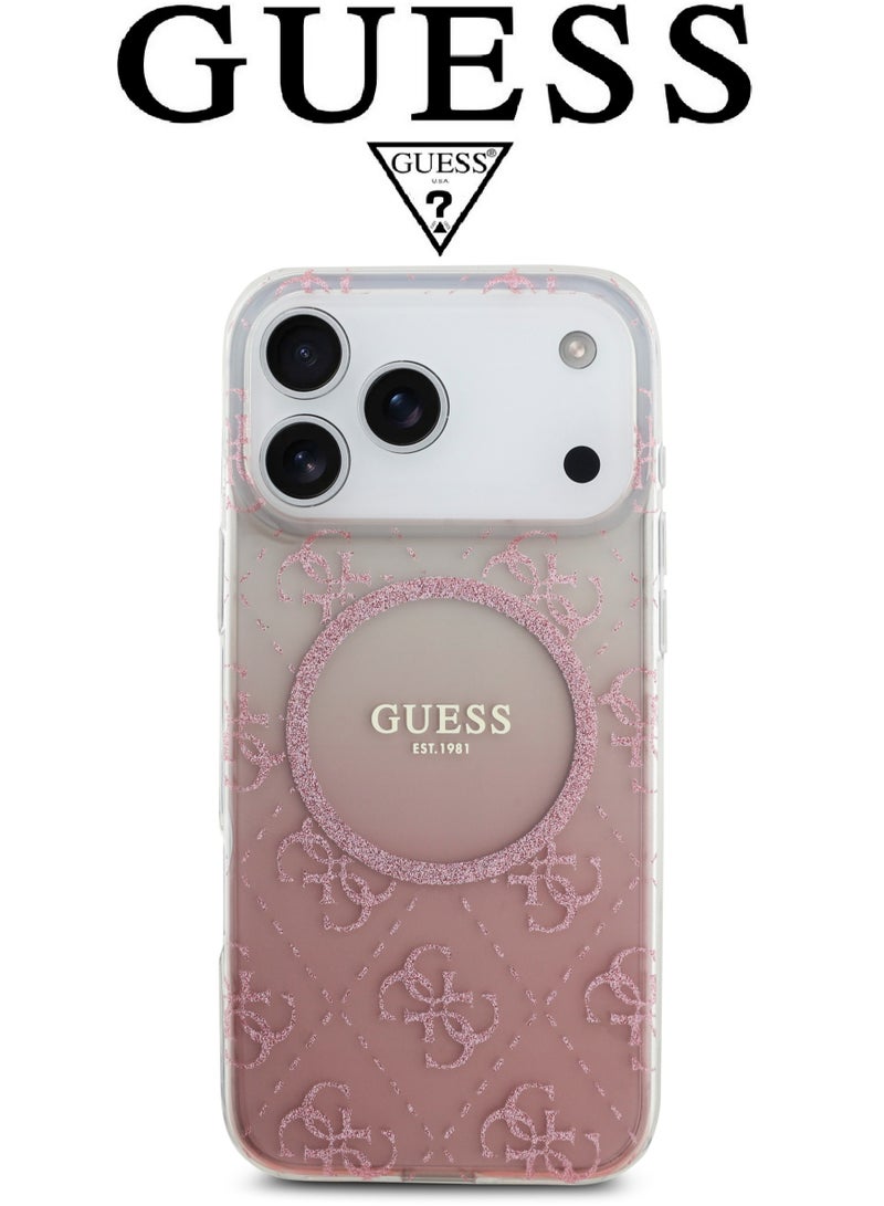 CG MOBILE iPhone 17 Pro silicone phone case in a stylish gradient Pink and transparent design with a premium texture. iPhone 17 Pro case supports MagSafe wireless charging. iphone 17 pro back cover with back protection against impacts.  French-designed, elegant iphone 17 pro cover, certified in partnership with GUESS and CG MOBILE. Pink phone case. - Image 3