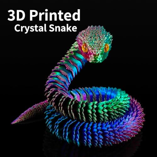 SUMLAND 3D Printed Snake3D Printed Animals 24 Inch 3D Printed Fidget ToysArticulated Crystal AnacondaHome Office Executive Desk Decoration Red Green Blue - Image 5