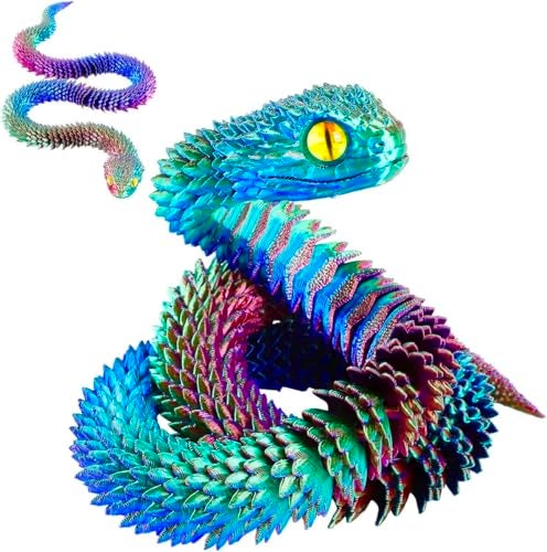 SUMLAND 3D Printed Snake3D Printed Animals 24 Inch 3D Printed Fidget ToysArticulated Crystal AnacondaHome Office Executive Desk Decoration Red Green Blue - Image 1