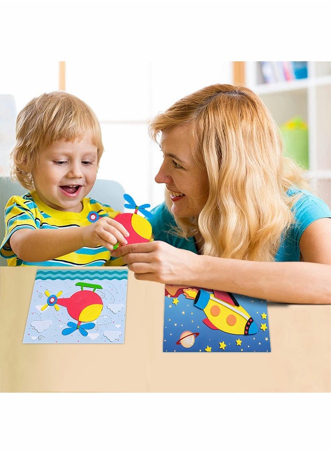GROIC 12pcs 3D EVA Foam Stickers Puzzle Game DIY Stickers Art Toy Handmade Transportation Theme Craft Kits for Kids Learning Education Toys  - Image 3