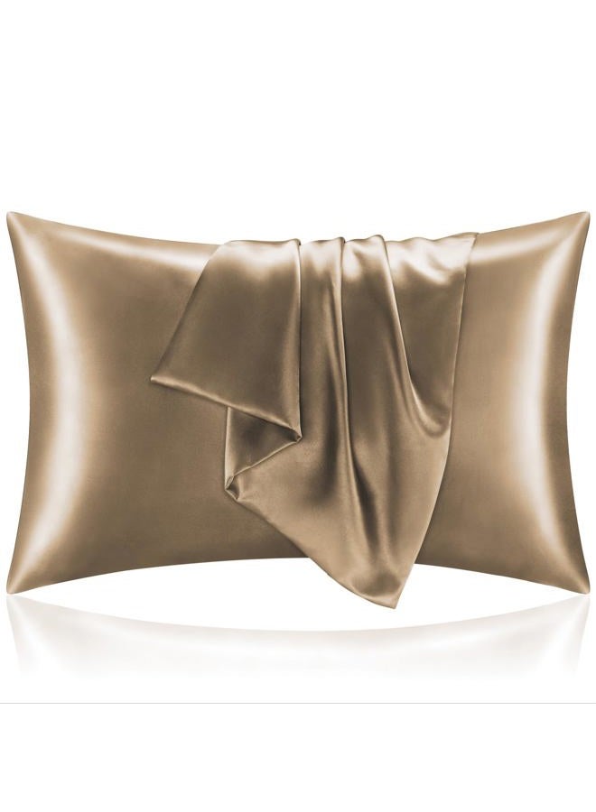 BEDELITE Satin Pillowcase for Hair and Skin, Super Soft and Cooling Similar to Silk Pillow Cases 2 Pack with Envelope Closure, Gift for Women Men(20"x30" Queen Size, Tawny Brown) - Image 1