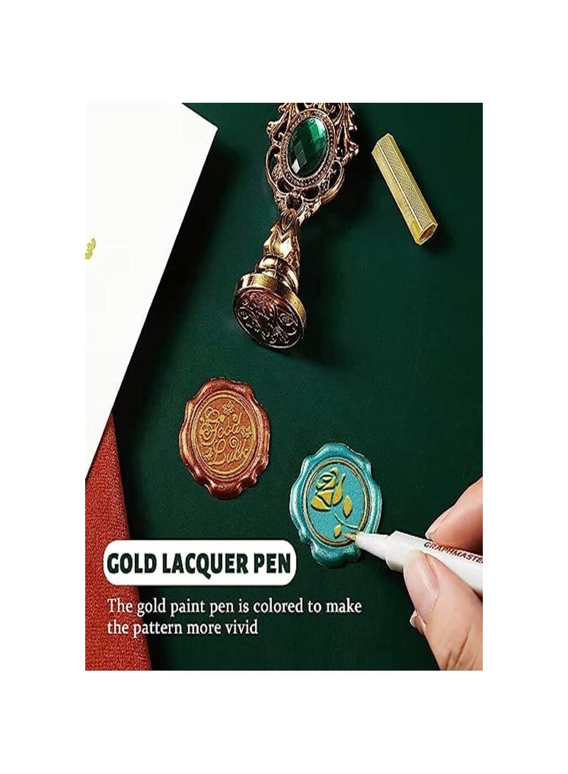 سمارت مجموعة أختام الشمع ، خرز شمع مانعة للتسرب ، 3 رؤوس طوابع من الشمع  بمقبض قديم ، ملعقة تذويب الشمع ، شموع الشاي ، أقلام ختم الشمع للمغلفات رسائل دعوات الزفاف بطاقات المعايدة - Image 4