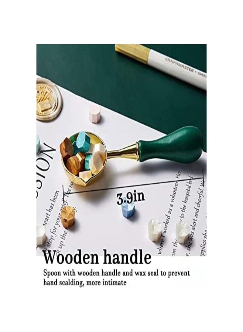 سمارت مجموعة أختام الشمع ، خرز شمع مانعة للتسرب ، 3 رؤوس طوابع من الشمع  بمقبض قديم ، ملعقة تذويب الشمع ، شموع الشاي ، أقلام ختم الشمع للمغلفات رسائل دعوات الزفاف بطاقات المعايدة - Image 3