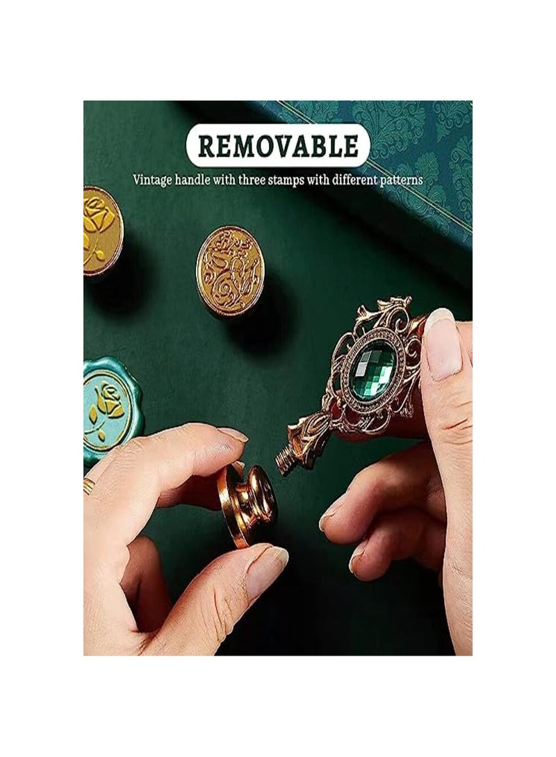 سمارت مجموعة أختام الشمع ، خرز شمع مانعة للتسرب ، 3 رؤوس طوابع من الشمع  بمقبض قديم ، ملعقة تذويب الشمع ، شموع الشاي ، أقلام ختم الشمع للمغلفات رسائل دعوات الزفاف بطاقات المعايدة - Image 5