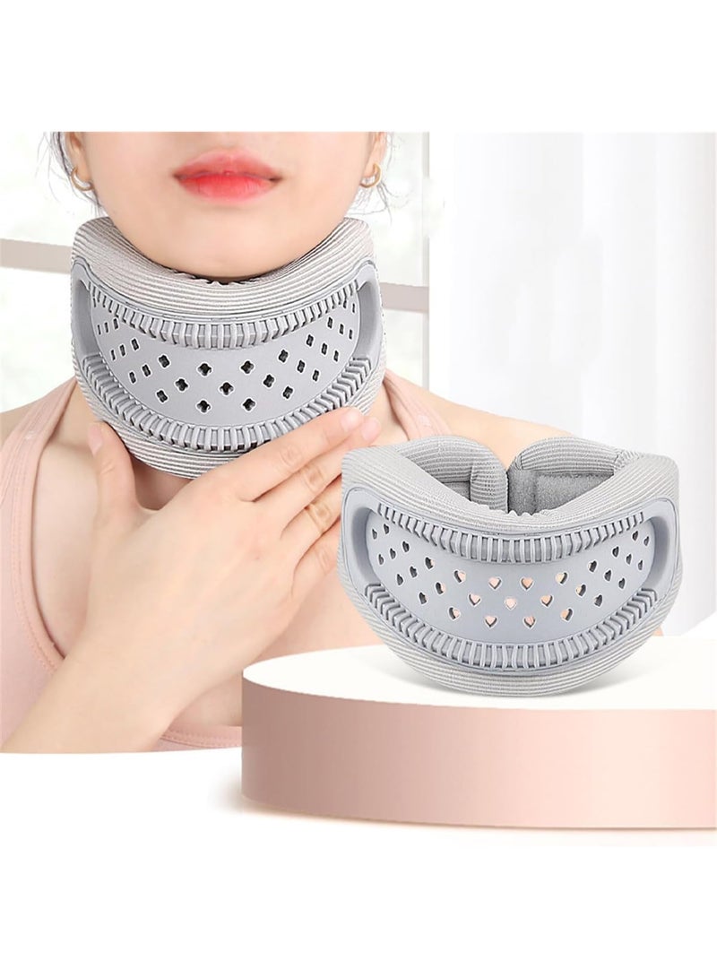 XUN Neck Brace for Neck Pain and Support, Adjustable Cervical Collar for Sleeping, Soft Foam Neck Protectors Wraps Keep Vertebrae Stable and Aligned, Cervical Spine Pressure Relief (Grey) - Image 1