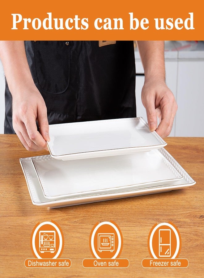 KASSEL Ceramic Serving Platter Set | 16”/14”/12” Rectangular Serving Trays for Entertaining at Parties and Weddings | Oven Safe Large Serving Trays for Tacos, Steak, and Cake - Image 5
