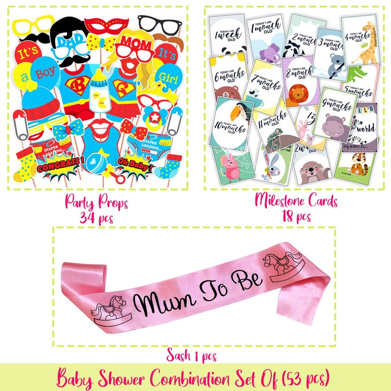 Wobbox Baby Shower Decoration Items Baby Shower Ceremony Photo Booth Props for Photoshoot Milestone Crad Mom to Be Sash Godh Bharai Ceremony Decoration KitFP530 - Image 2