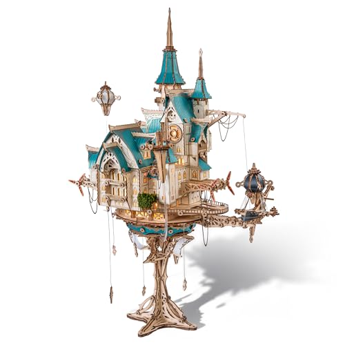 FUNPOLA 3D Wooden Puzzle Steam Castle Model Steampunk Baroque Floating Castle DIY Building Kit - Image 1