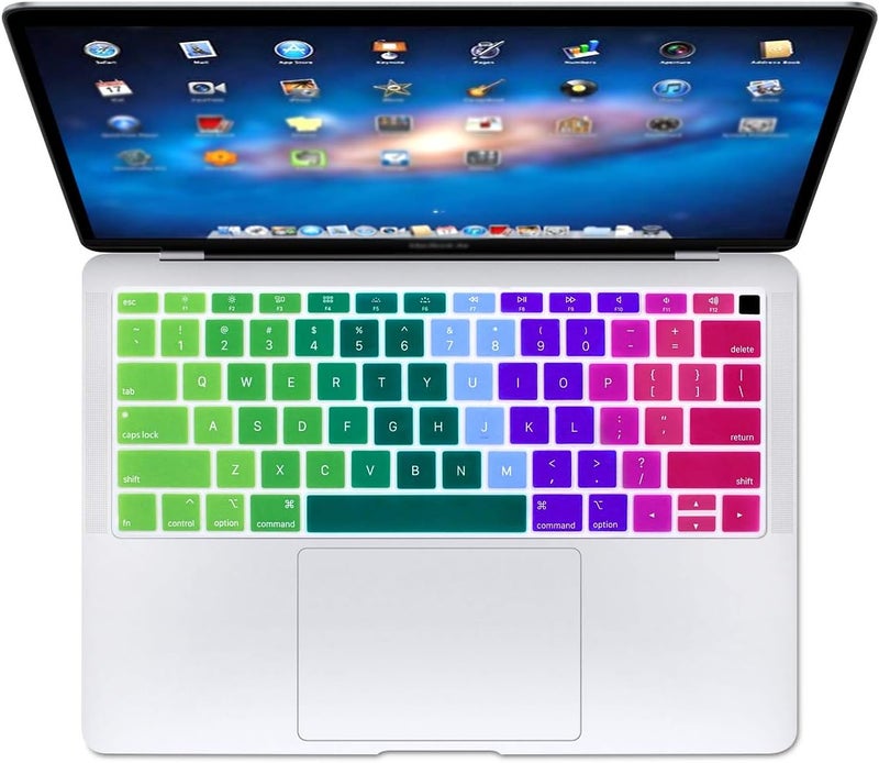 Se7enline compatible with MacBook Air 13 inch Keyboard Cover Soft Silicone Protector 2023 2022 2021 2020 2019 2018 for Mac Air 13 Inch Model A1932 with Retina Display Soft-Touch Keyboard Skin,Rainbow - Image 1