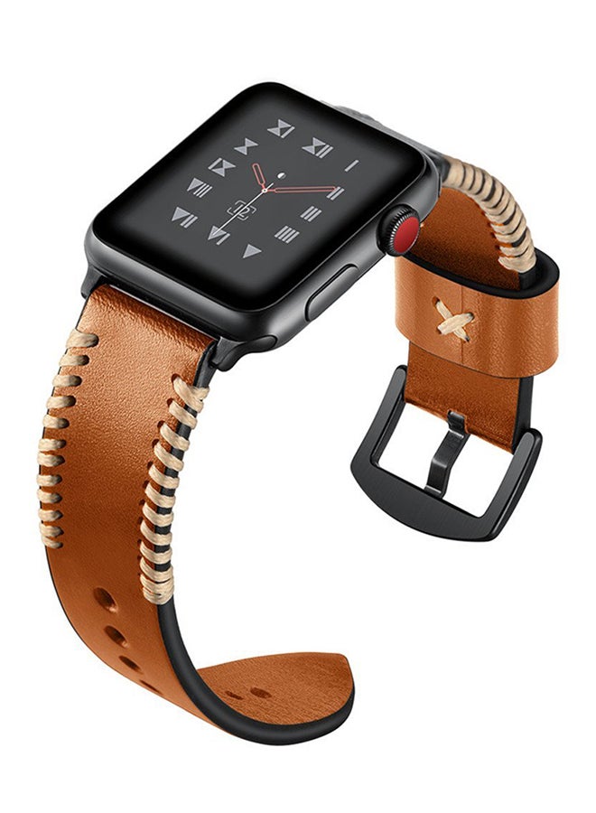 آيسانك سوار معصم كلاسيكي قابل للاستبدال لساعة أبل سلسلة 1/2/3 قياس 38 ميللمتراً بني - Image 5