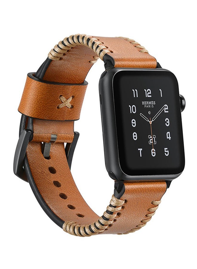 آيسانك سوار معصم كلاسيكي قابل للاستبدال لساعة أبل سلسلة 1/2/3 قياس 38 ميللمتراً بني - Image 4