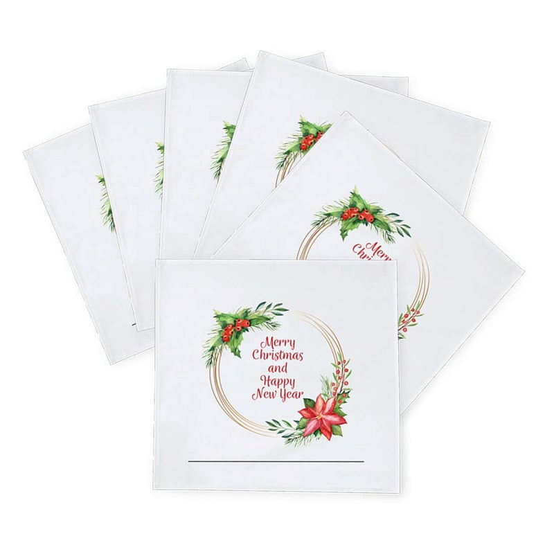 Khakee 6 Pcs Christmas Theme Silk Table Napkins 10x 10 for Xmas Decoration Christmas OrnamentsChristmas Giftxmas21180 - Image 2