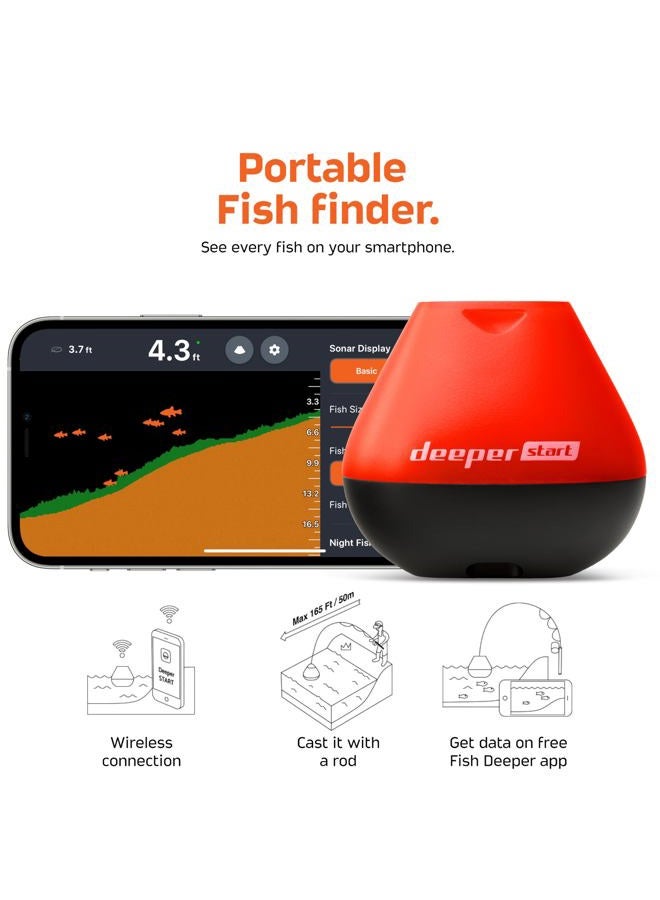 Deeper START Smart Fish Finder - Portable Depth Finder for Recreational Fishing From Dock, Shore or Bank | Castable With FREE User-Friendly App | Phone Compatible - Image 2