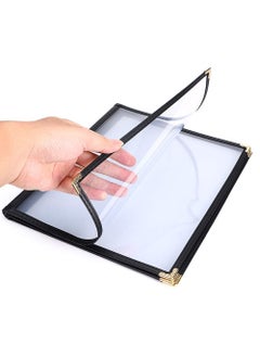 Y&D 2 PCS 8.5 X 11 Inch Menu Cover Book 4 Pages 8 View Clear Restaurant Beverage with Faux Leather Trim and Decorative Corners DIY Holder  - Image 2