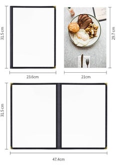 Y&D 2 PCS 8.5 X 11 Inch Menu Cover Book 4 Pages 8 View Clear Restaurant Beverage with Faux Leather Trim and Decorative Corners DIY Holder  - Image 5