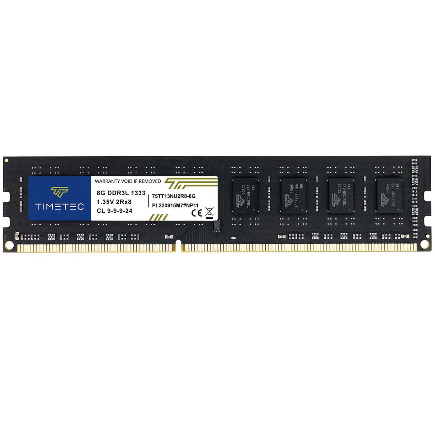 Timetec 8GB DDR3 / DDR3L 1333MHz PC3-10600 Non-ECC Unbuffered 1.5V / 1.35V CL9 2Rx8 Dual Rank 240 Pin UDIMM Desktop Memory RAM Module Upgrade (8GB)
