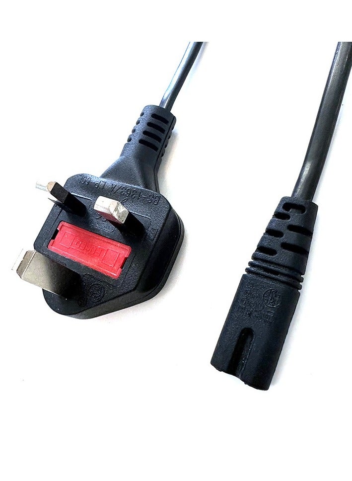 2-Prong AC Power Cord Cable – UK Plug, Compatible with Samsung, LG, TCL, Sony TVs, HP Printers, PS3, PS4, PS5, and More - Image 1