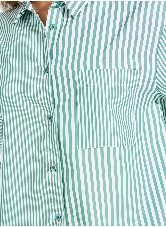 Styli - Striped Dropped Shoulder Oversized Shirt - Image 1