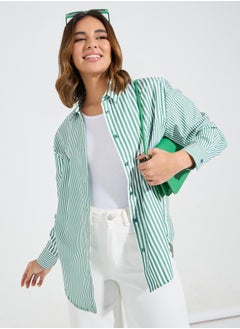 Striped Dropped Shoulder Oversized Shirt