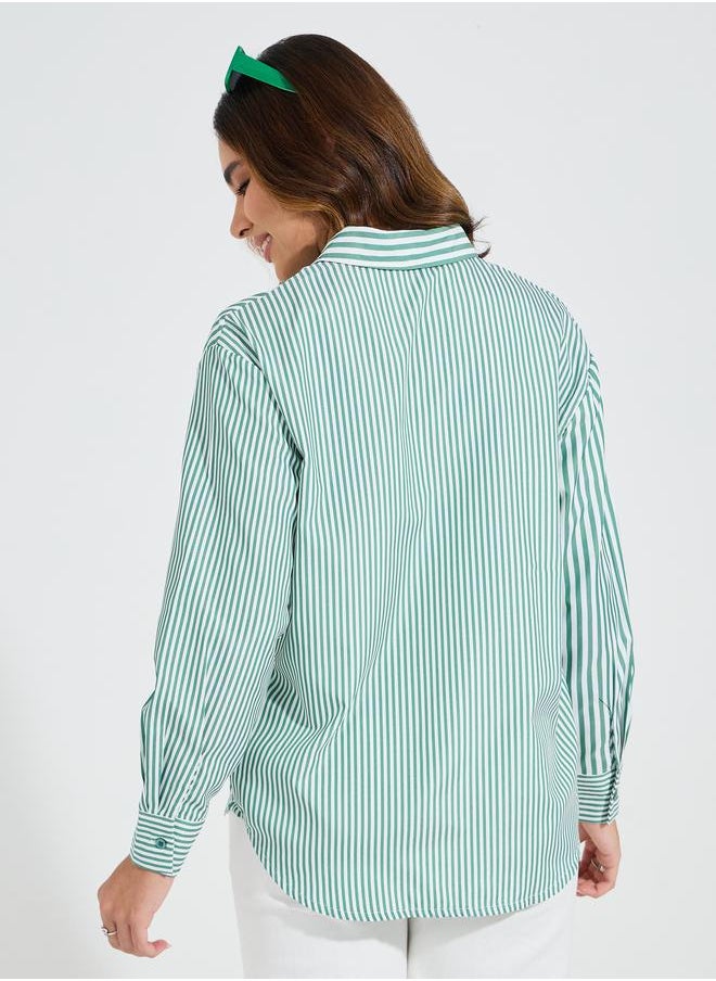 Styli - Striped Dropped Shoulder Oversized Shirt - Image 1