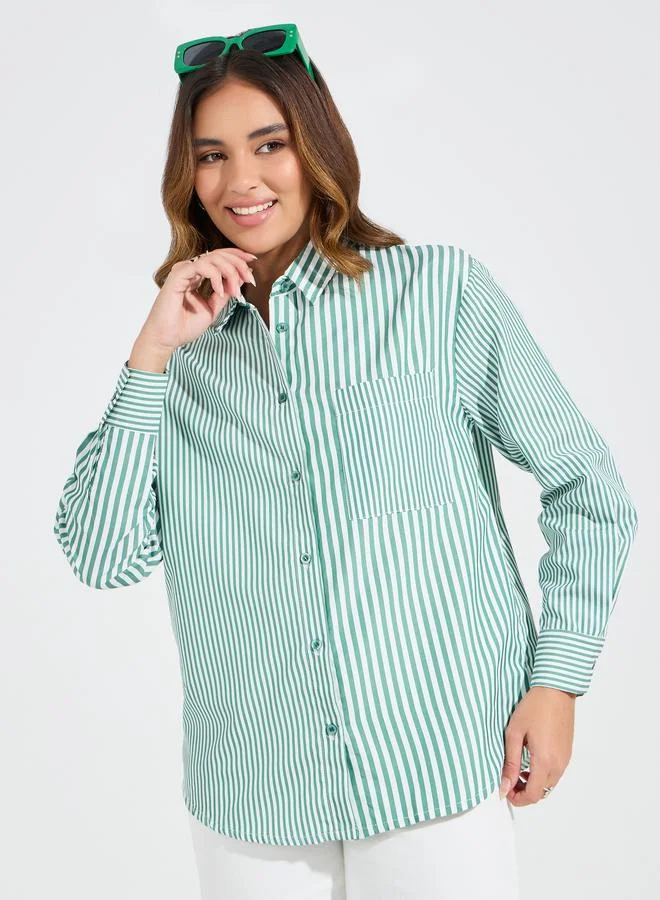 Styli Striped Dropped Shoulder Oversized Shirt