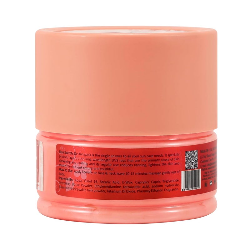 Skin Secrets DeTan Pack for Instant Tan Removal Sun Damage Protection with Saffron Extract 450gm - Image 4