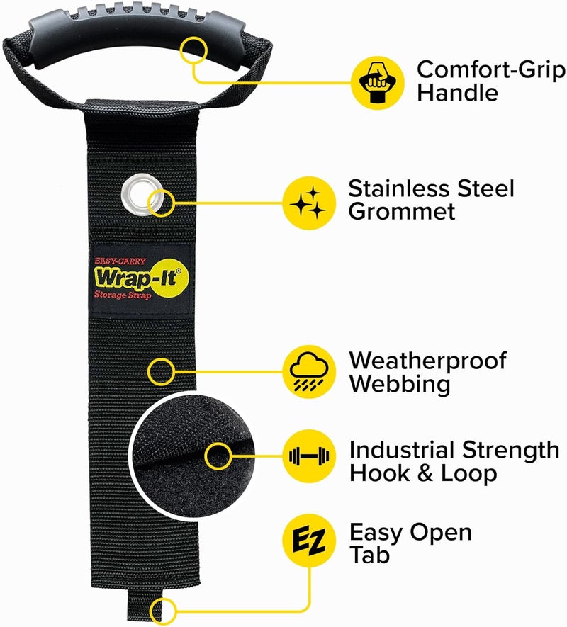 Wrap-It Storage Easy-Carry Straps - 22" (2-Pack) Black with Grommet - Extension Cord Holder Organizer for Garden Hose Storage Cord Straps - Image 5