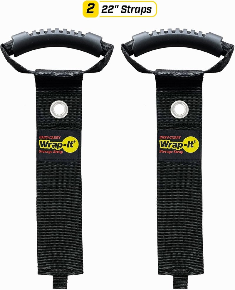 Wrap-It Storage Easy-Carry Straps - 22" (2-Pack) Black with Grommet - Extension Cord Holder Organizer for Garden Hose Storage Cord Straps - Image 3