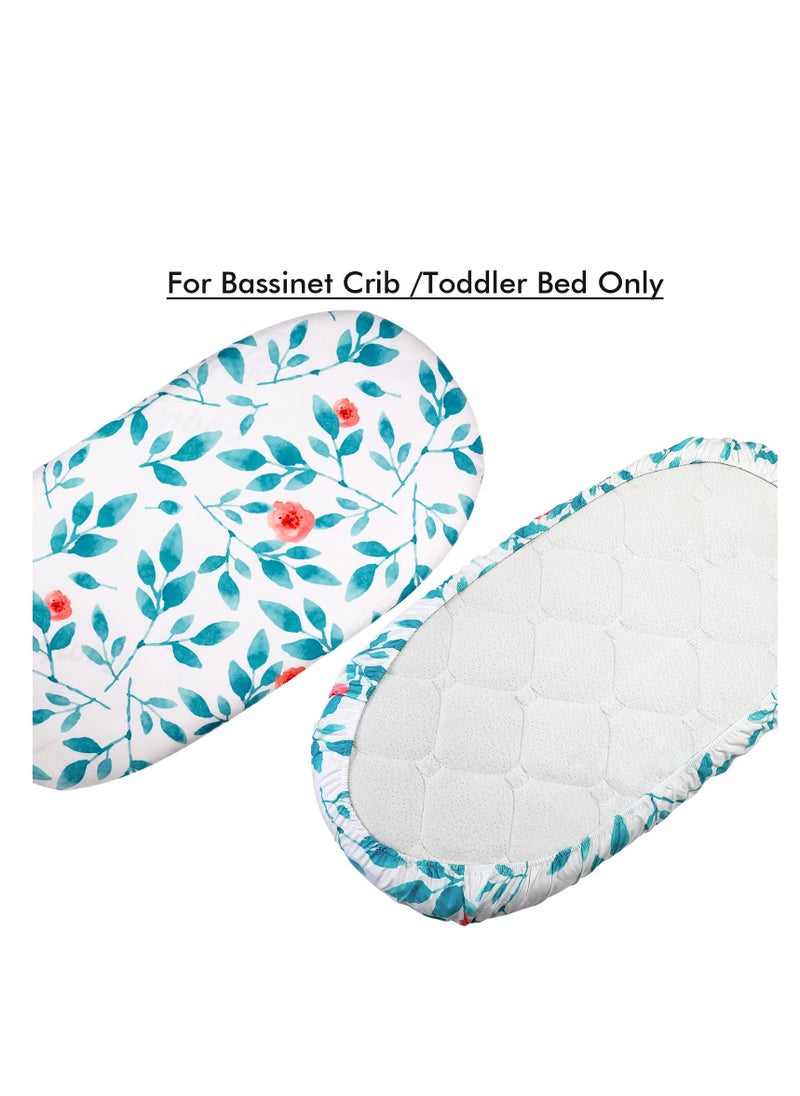 SYOSI 2 Pack Baby Bassinet Crib Sheets, 32X16.5 In Breathable Cozy Fitted Mattress Sheet, Elastic Travel Crib Fashionable Floral Pattern, Standard Cradle Safe Sheets for Baby Boy Girls  - Image 4