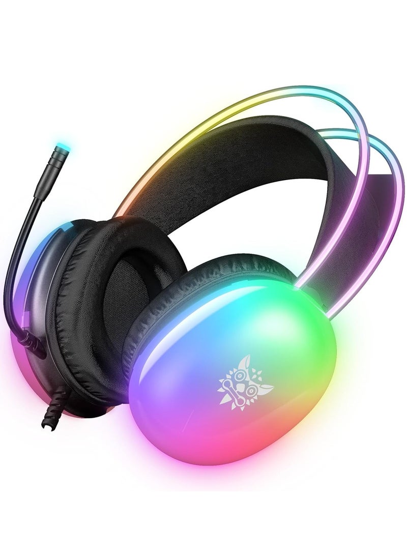 ELTRAZONE RGB Gaming Headset with Surround Sound – Wired Over-Ear Headphones for PC, Laptop, PS4, PS5, and Xbox with Adjustable Headband in Cool Black - Image 1