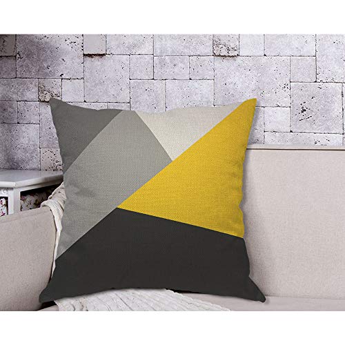 AOYEGO Gray Yellow and Black Geometric Throw Pillow Cover Patchwork Contemporary Creative Fashion Collage Simple Modern Collage Pillow Case 18x18 Inch Decorative Men Women Room Cushion Cover - Image 4